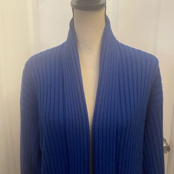 Valerie Louthan 100% pure cashmere rich blue open front cardigan, S-L - Picture 3 of 10